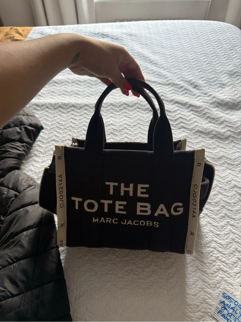 Marc Jacobs Black Canvas 'The Tote Bag' with White Trim